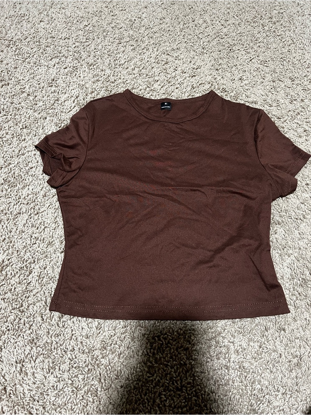 SHEIN Chocolate Brown Short Sleeve Crewneck Tee